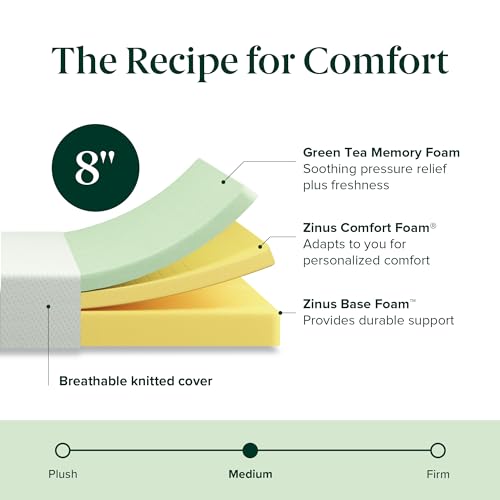 5 Inch Green Tea Memory Foam Mattress, Twin, Medium Firm F231