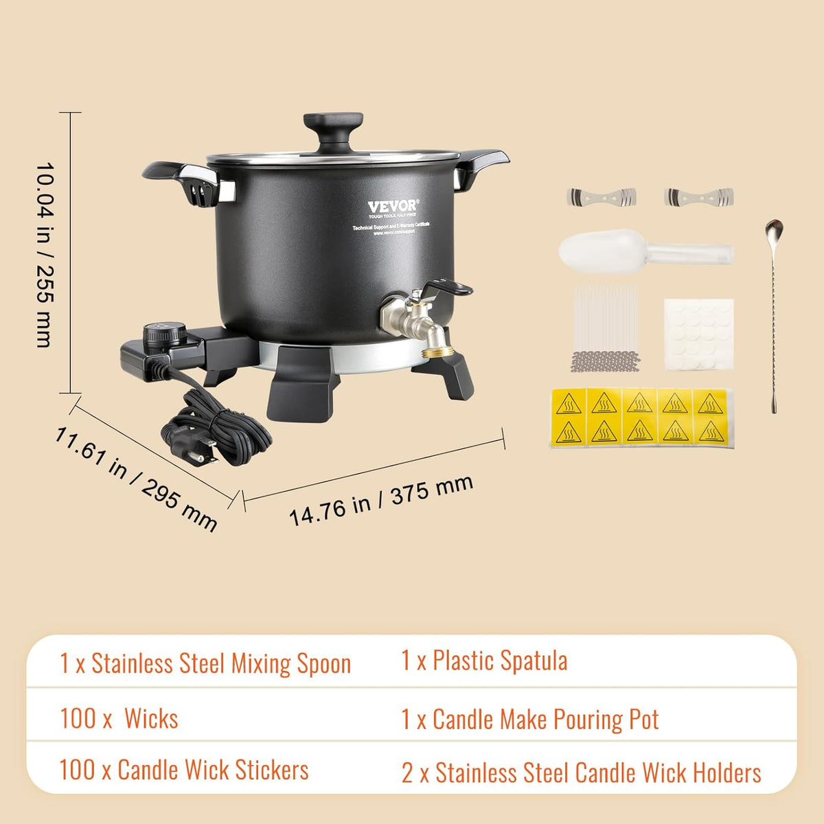 5 Liter Electric Wax Melting Pot with Temperature Control D951484