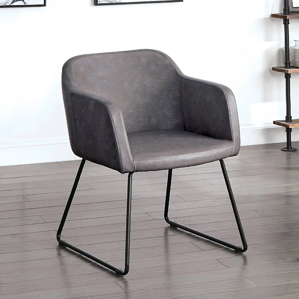 Gray Faux Leather Accent Chair R839