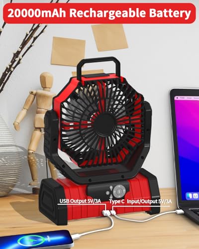 Battery Operated Portable Oscillating Fan with LED Lantern Light 20000mAh Rechargeable E690