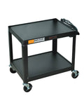 Black Steel 2 Shelf Storage Utility Cart S940