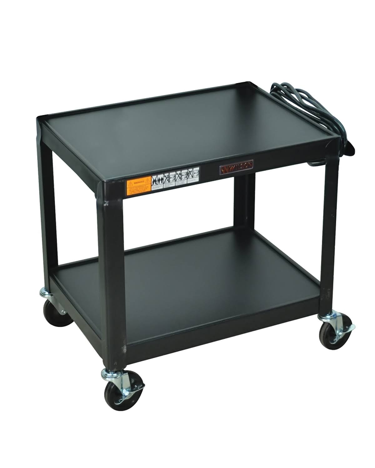Black Steel 2 Shelf Storage Utility Cart S940