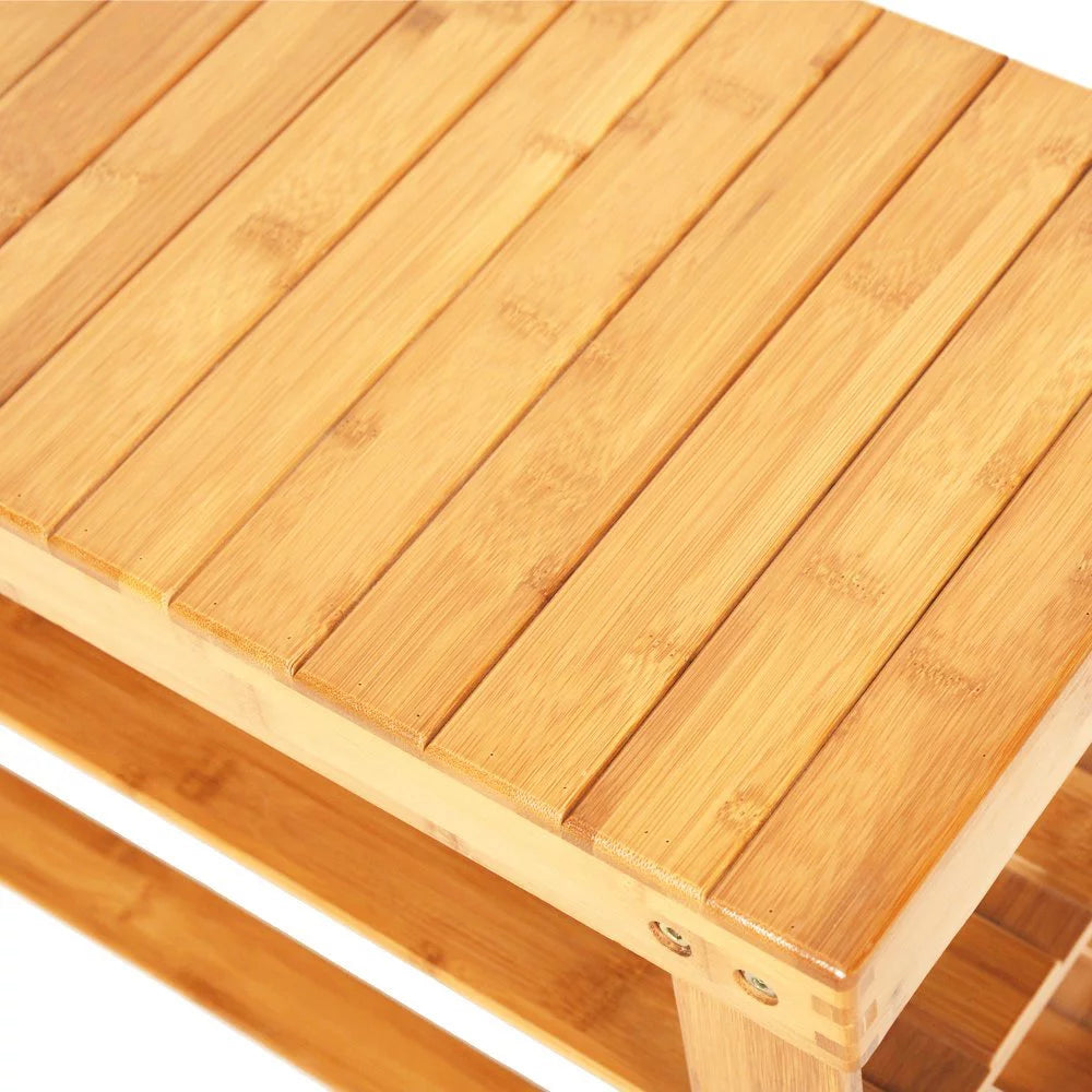 Natural Bamboo Shoe Bench Shoe Rack Organizer C963043