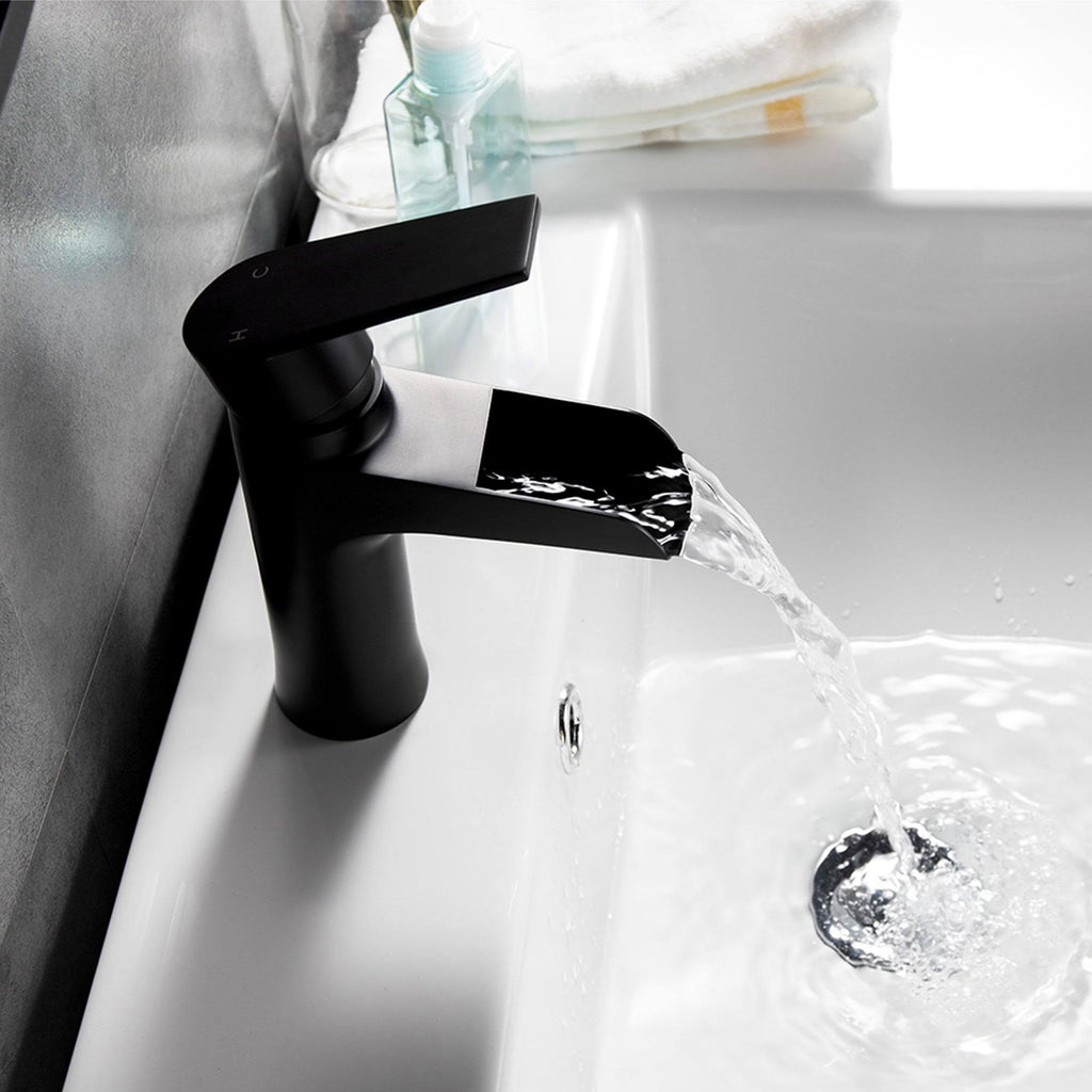 Matte Black Stainless Steel Single Hole Waterfall Bathroom Faucet R984