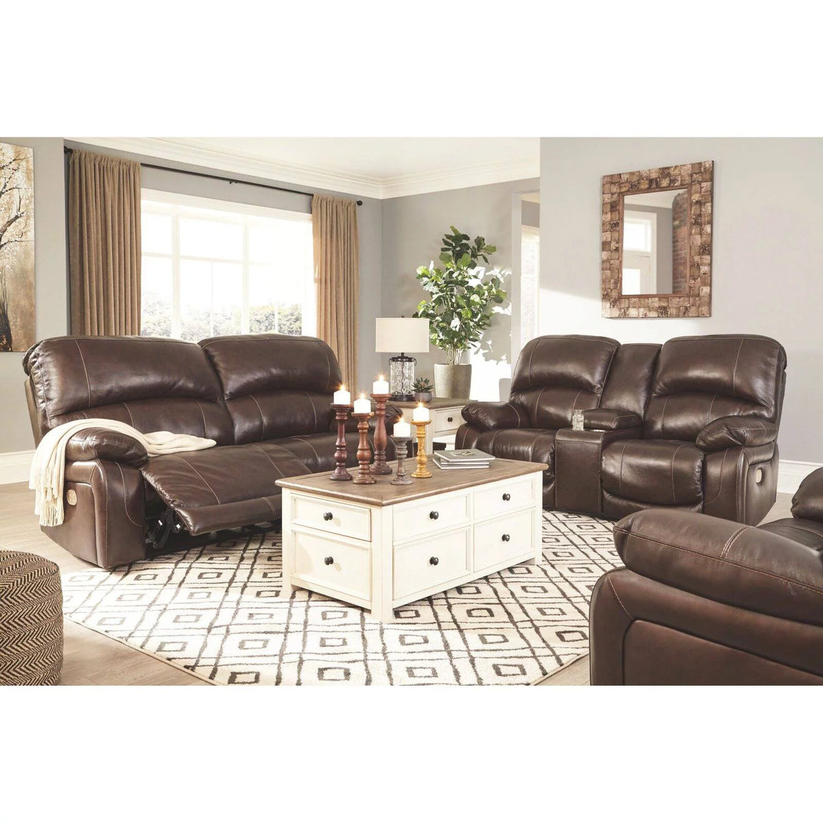 Gray Leather Power Reclining Sofa Z2581