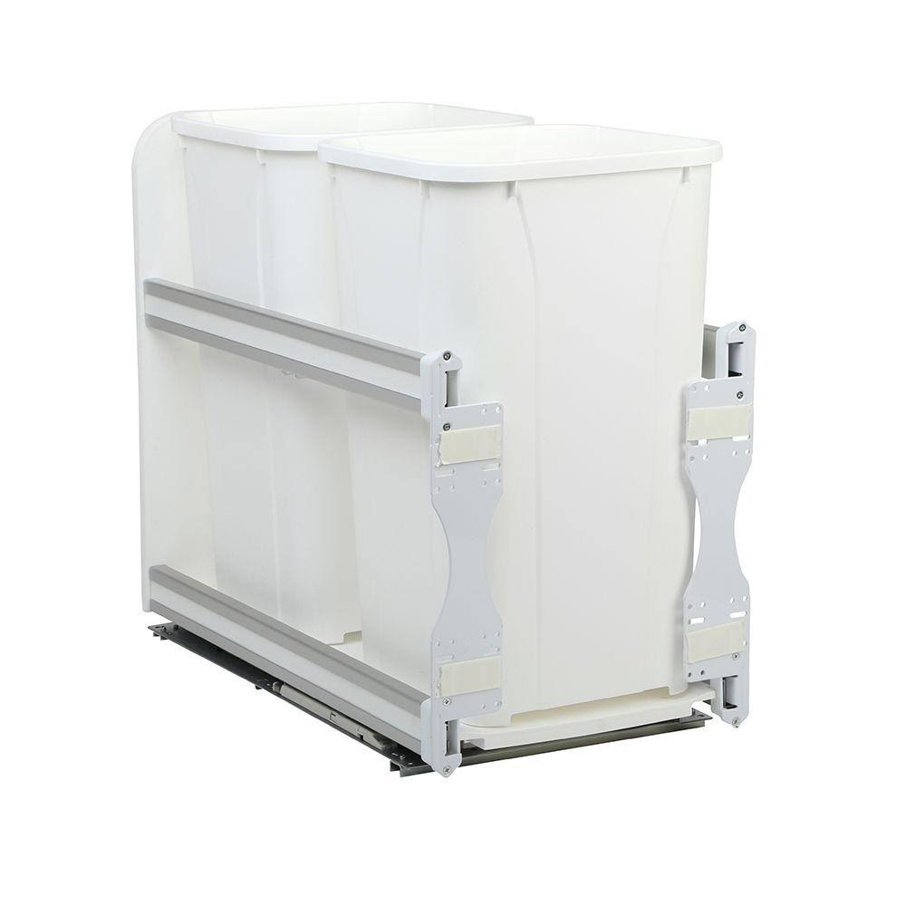 White In-Cabinet Soft-Close Double Trash Can H5294