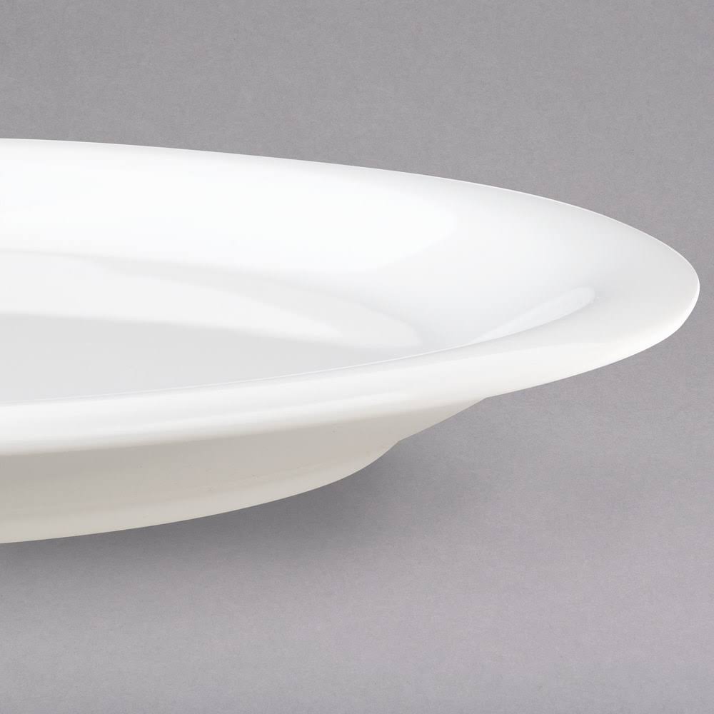 White 9x22 Melamine Narrow Rim Dinner Plate K582