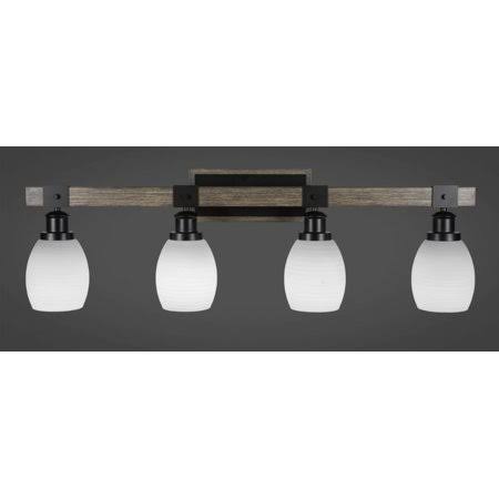 4 Light Bath Bar Matte Black Painted Distressed Wood H7736