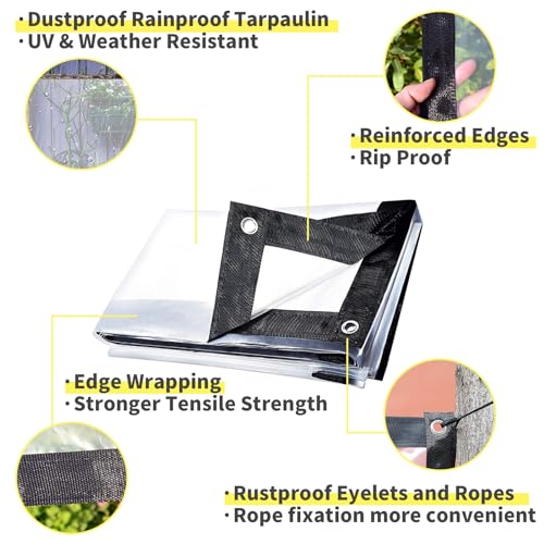 7x7 FT Clear Waterproof PVC Tarps Tarpaulin T503