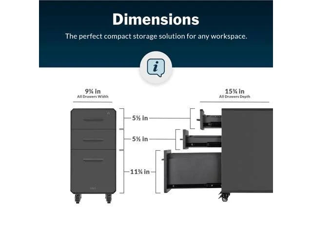 Slim File Cabinet with Three Drawers I513