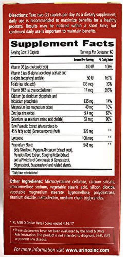 Urinozinc Plus Supplement, 120 Count K988809