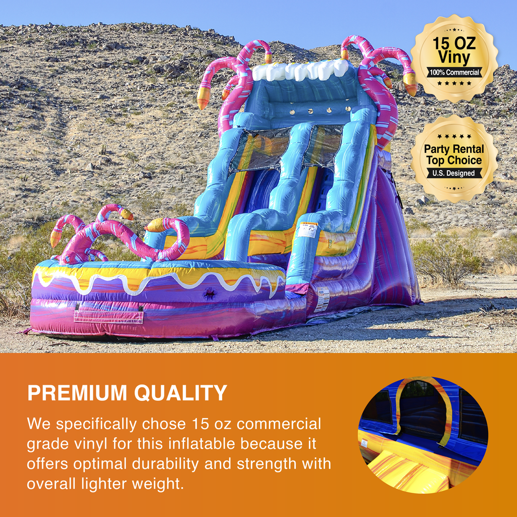 Commercial Grade Bounce House Inflatable with Water Slide and Pool Combo, Dual Lane Slide N78435