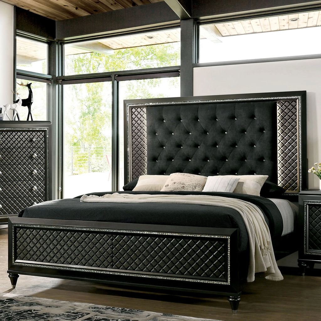 Eastern King Metallic Gray and Black Bed C577321