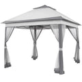 11x11 FT Pop-Up Gazebo with 4 Mesh Sidewalls, Light Gray F7674
