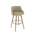 Beige Fabric Golden Metal Swivel Counter Stool P182704