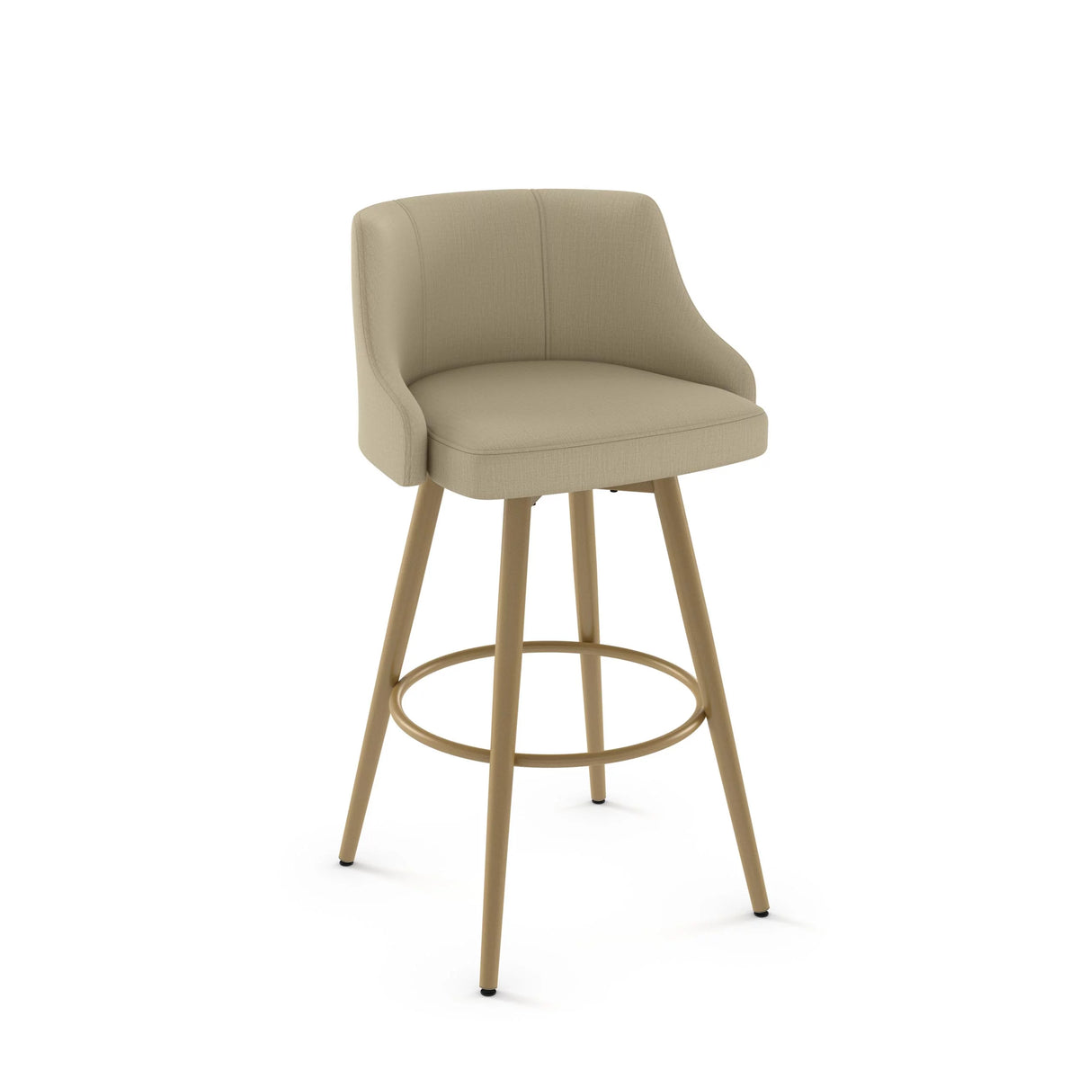 Beige Fabric Golden Metal Swivel Counter Stool P182704