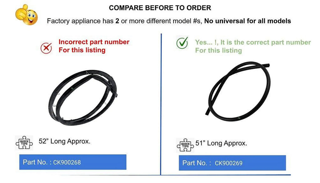Electric Range Oven Door Seal with Clips 52" long Heavy Duty C63941
