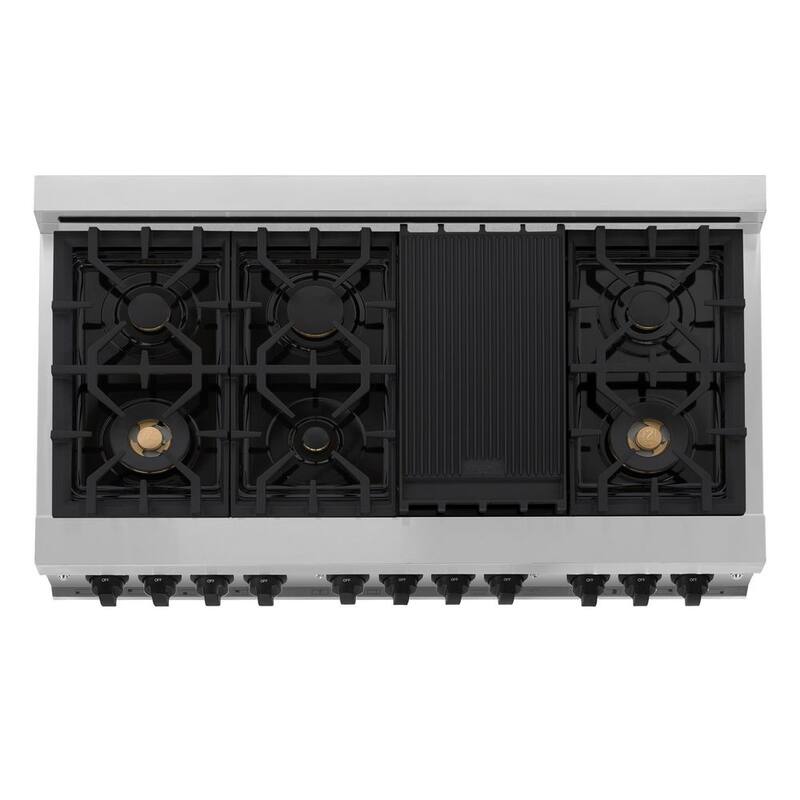 48 in. 7 Burner Double Oven Dual Fuel Range in Stainless Steel and Matte Black X997