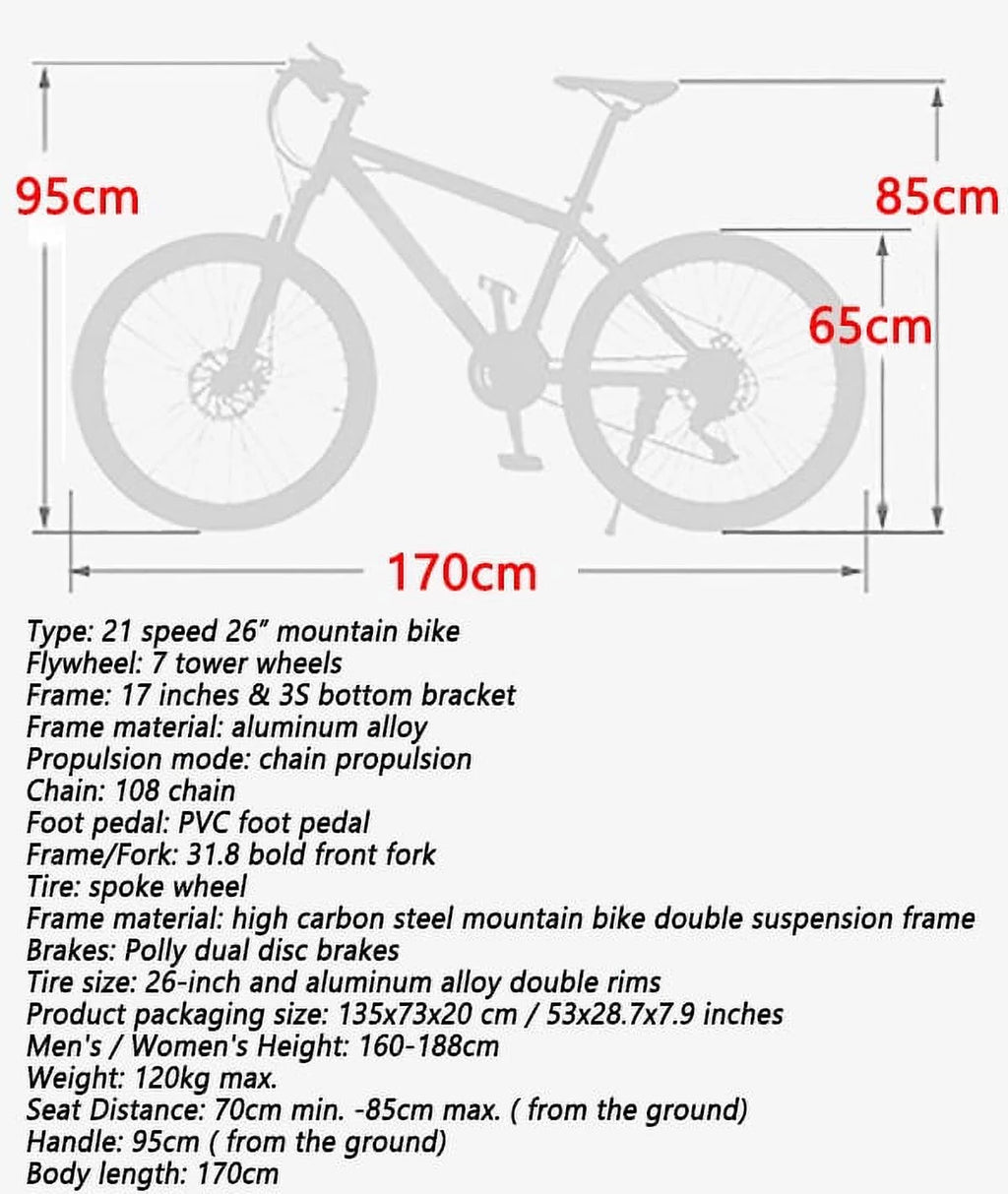 26-Inch Wheels 21 Speed Dual Disc Brake Mountain Bike N899