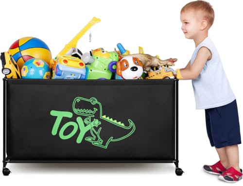 Black Large Toy Box with Wheels T671590