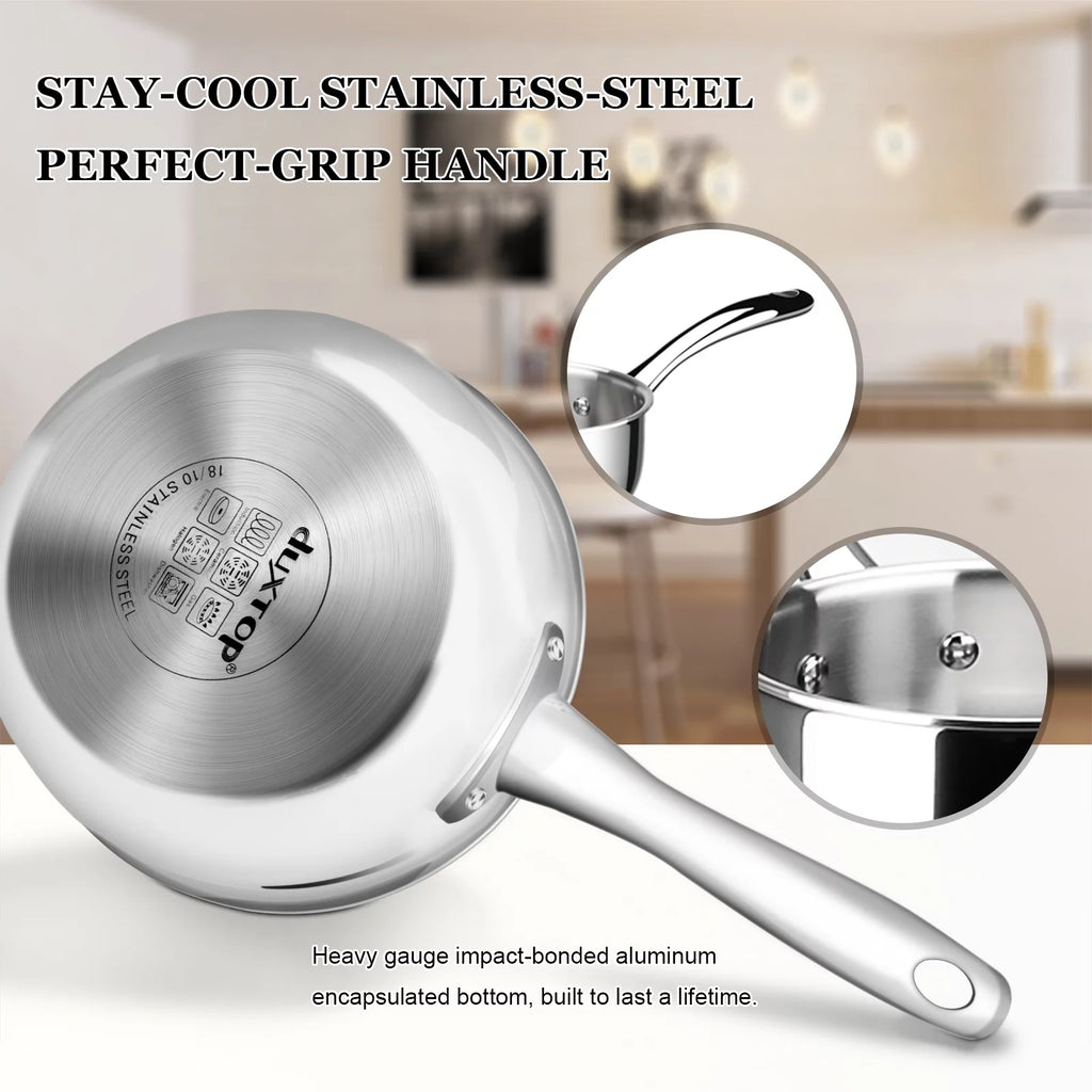 Whole-Clad Tri-Ply Stainless Steel Saucepan with Lid, 1.6 Quart G681997