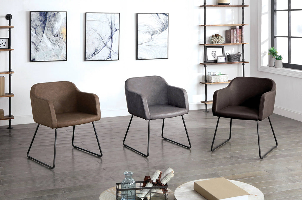 Gray Faux Leather Accent Chair R839