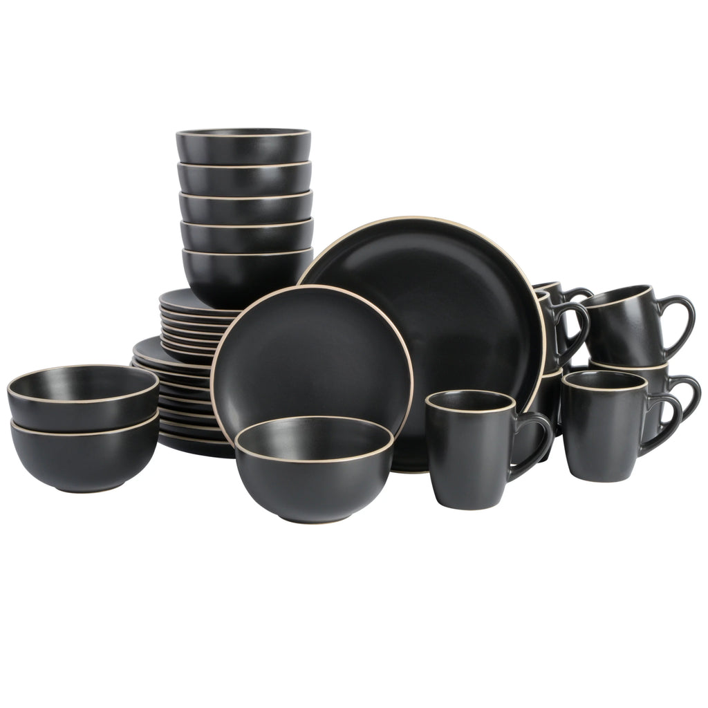 32 Piece Black Dinnerware Set F693