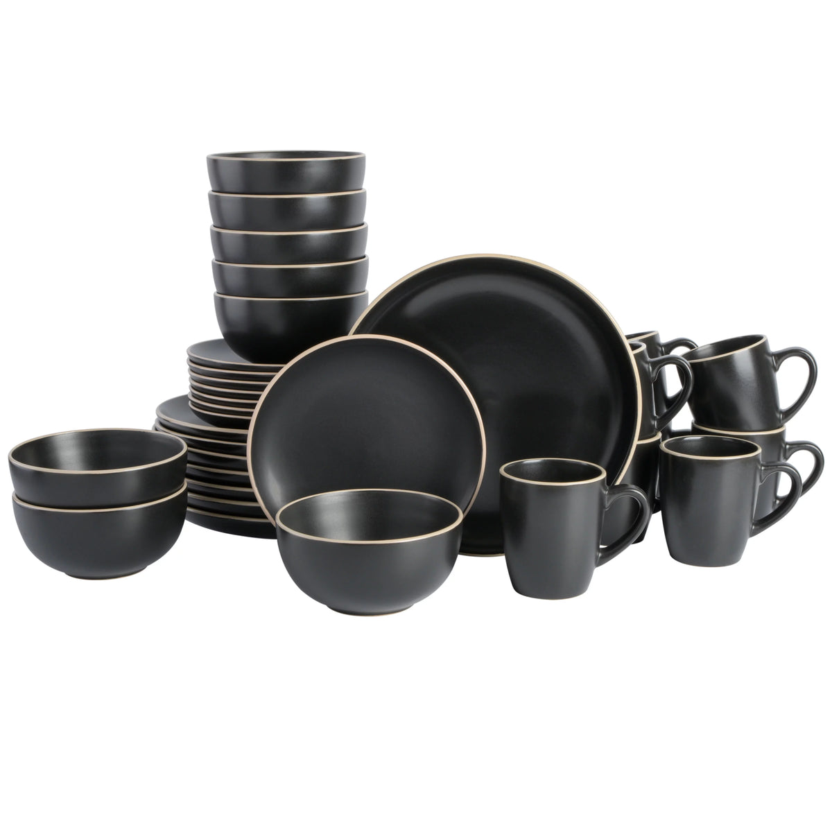 32 Piece Black Dinnerware Set F693