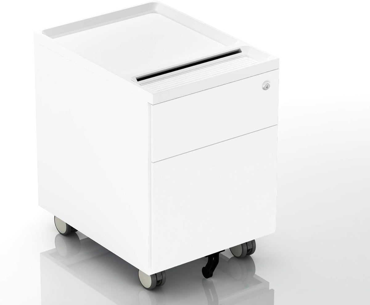 2 Drawer Mobile Filing Cabinet with Lock and Casters Q526337