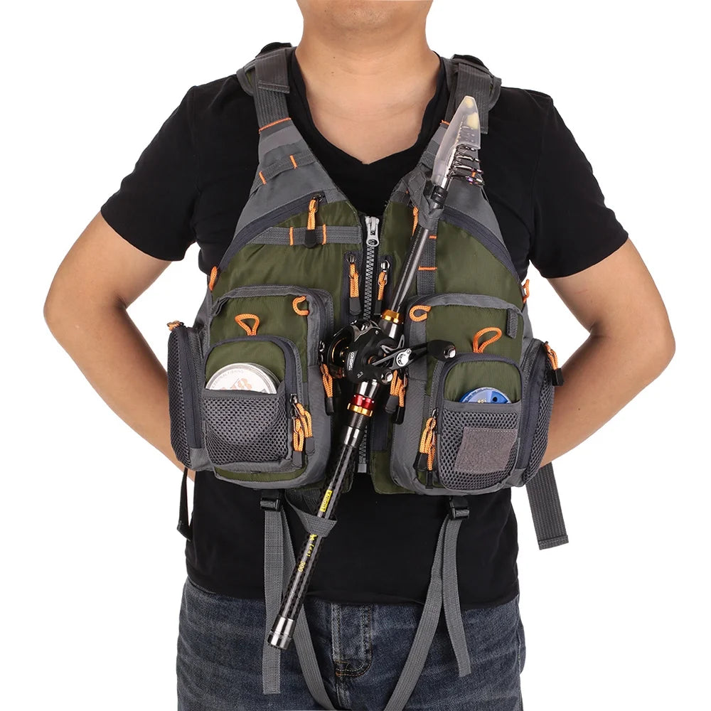 Outdoor Padded Fishing Life Jacket Swimming Sailing Waistcoat Utility Vest Floatation Device Q275