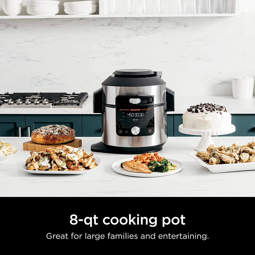 Open Box 8 Qt Pressure Cooker Steam Fryer with SmartLid Silver V925083