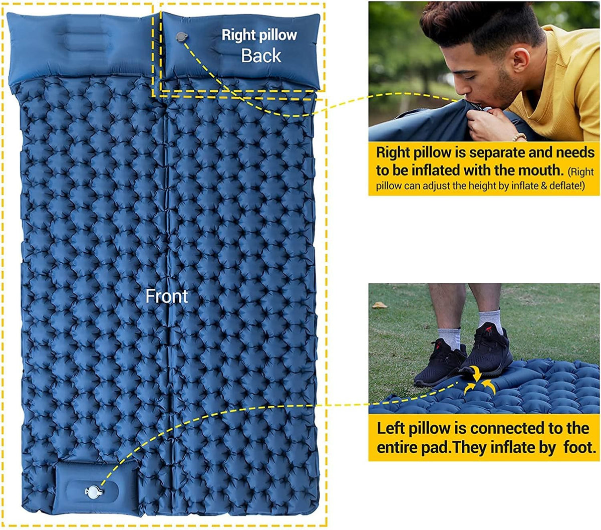 Inflatable Camping Pad for 2 Person Lightweight Waterproof Air Mattress X996228