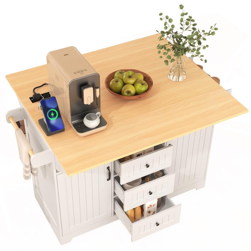 55.7'' Black Kitchen Island with Drop Leaf and 3 Drawers X970580