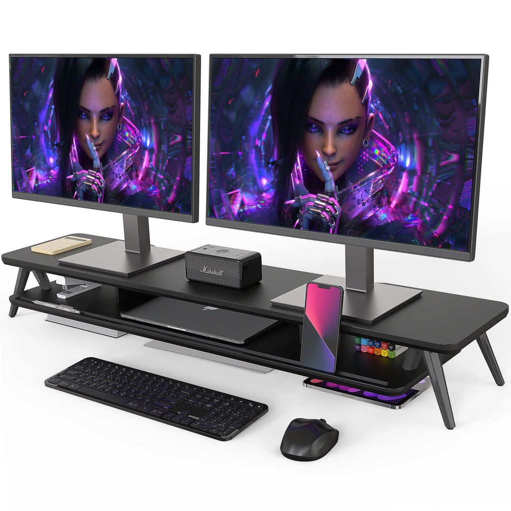 42.5 Inch Dual Monitor Stand Riser Desk Shelf with Storage Organizer Q176735