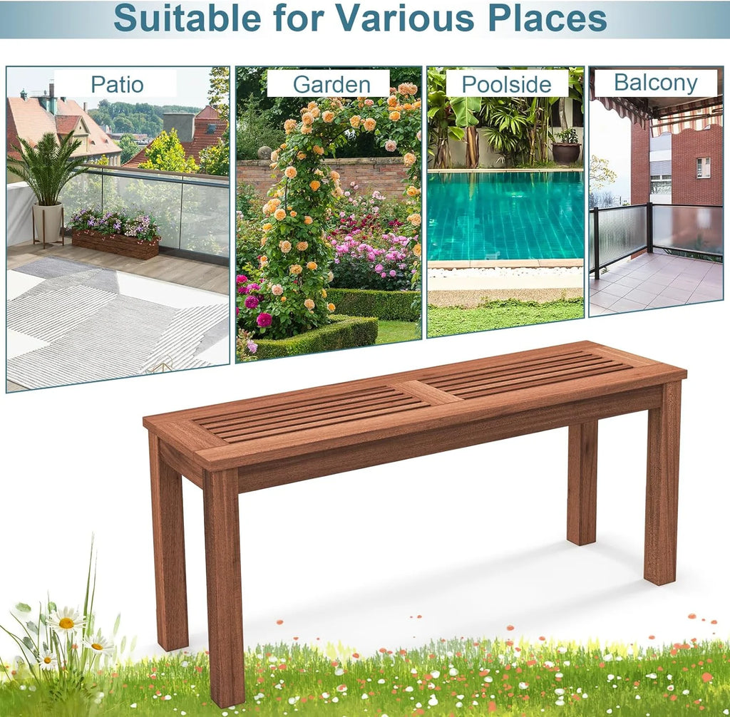Weather Resistant Solid Wood 2 Seater Outdoor Bench B998006