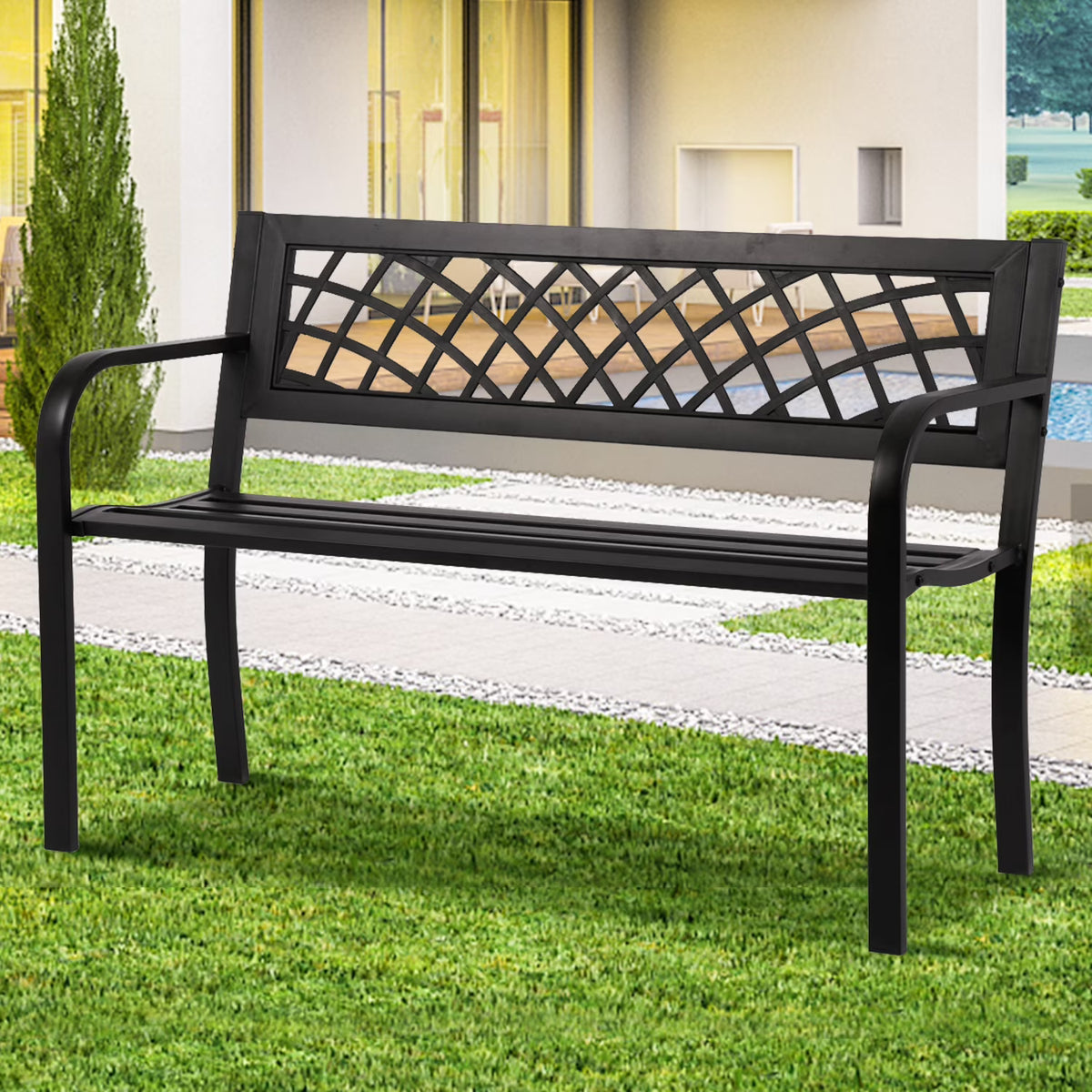 Black Cast Iron Outdoor Bench M928
