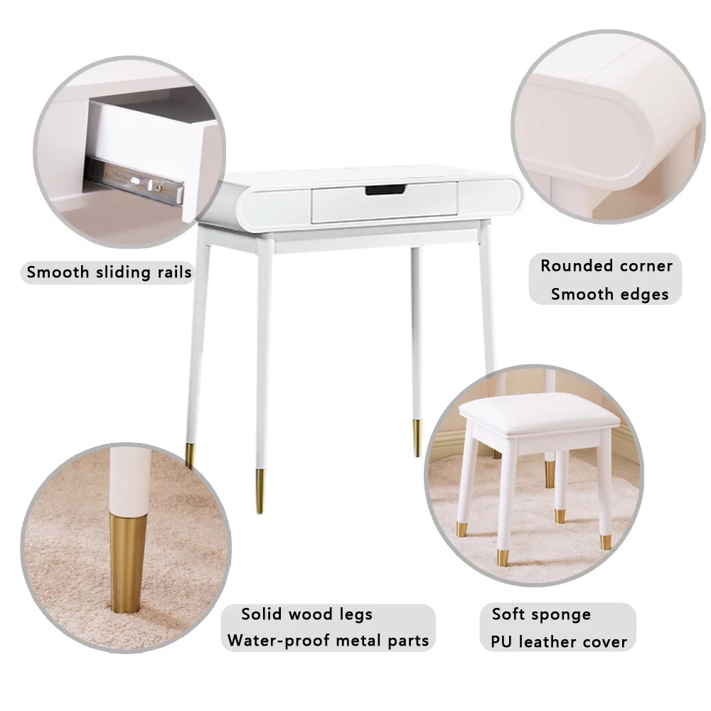 White Makeup Vanity Table Set with Stool C831