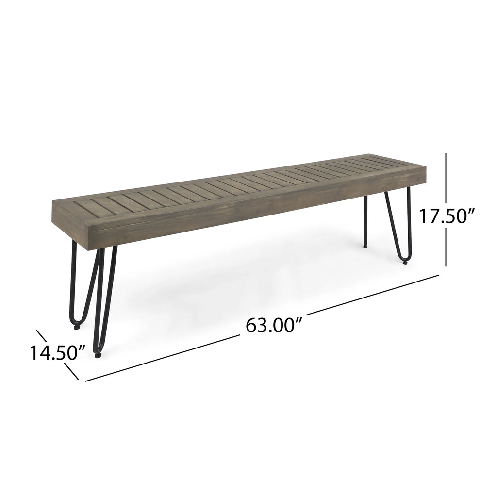 Grey Acacia Wood and Metal Bench X9913