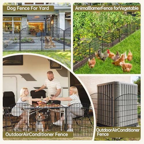 16 Panels 32in x 38.6ft Rustproof Metal Garden Fence with Gate D682078