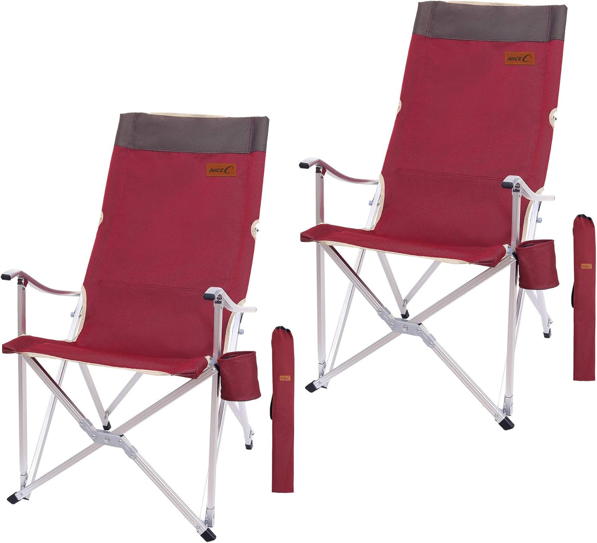 Red Folding Camping Chair with Cup Holder & Carry Bag T75771