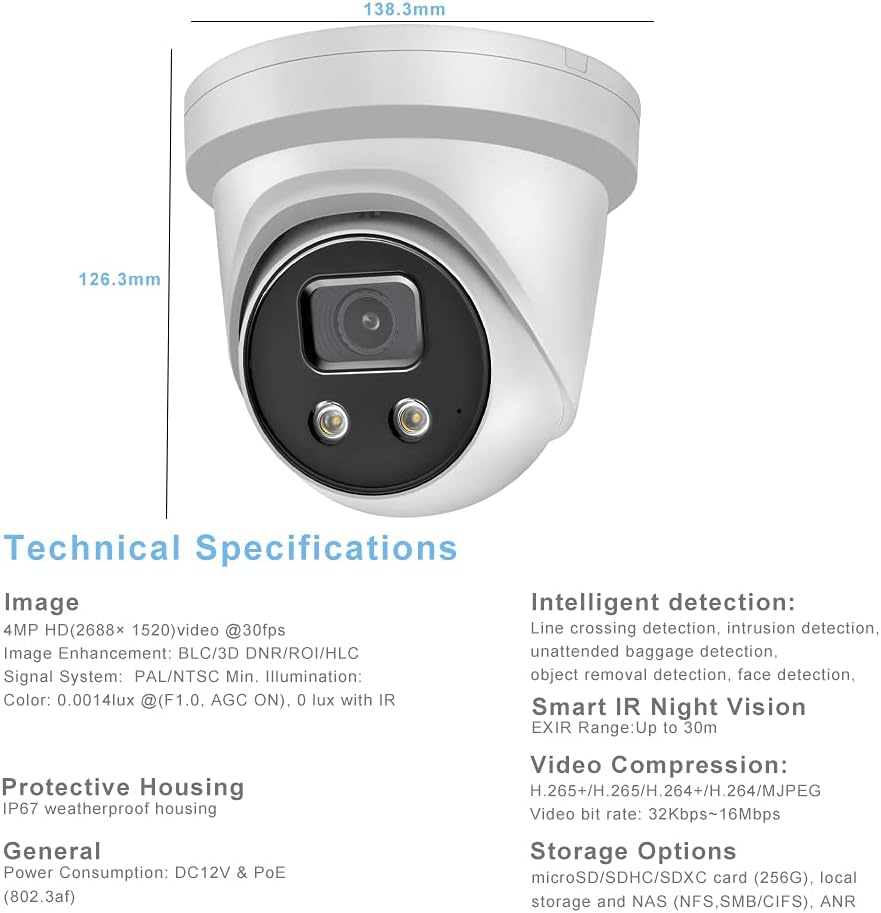 4MP POE IP Camera with Built-in Microphone and SD Slot E152990