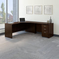72W Corner Desk with 48W Return and Mobile File Cabinet in Mocha Cherry J84001