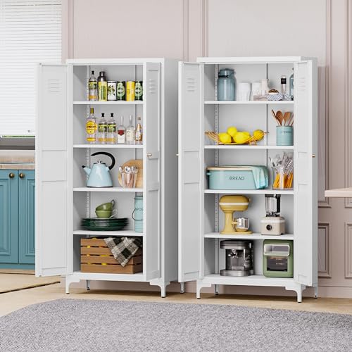 Black 61 inch Metal Pantry Storage Cabinet with Adjustable Shelves B75191