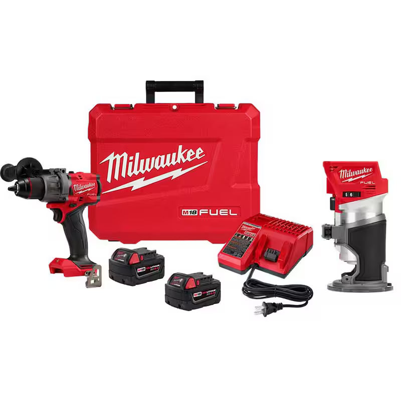 18-V Lithium-Ion Brushless Cordless Hammer Drill Driver Kit with Compact Router A1371