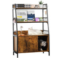 Cat Litter Box Enclosure with Storage Shelves Wooden Large Litter Box Furniture Q428