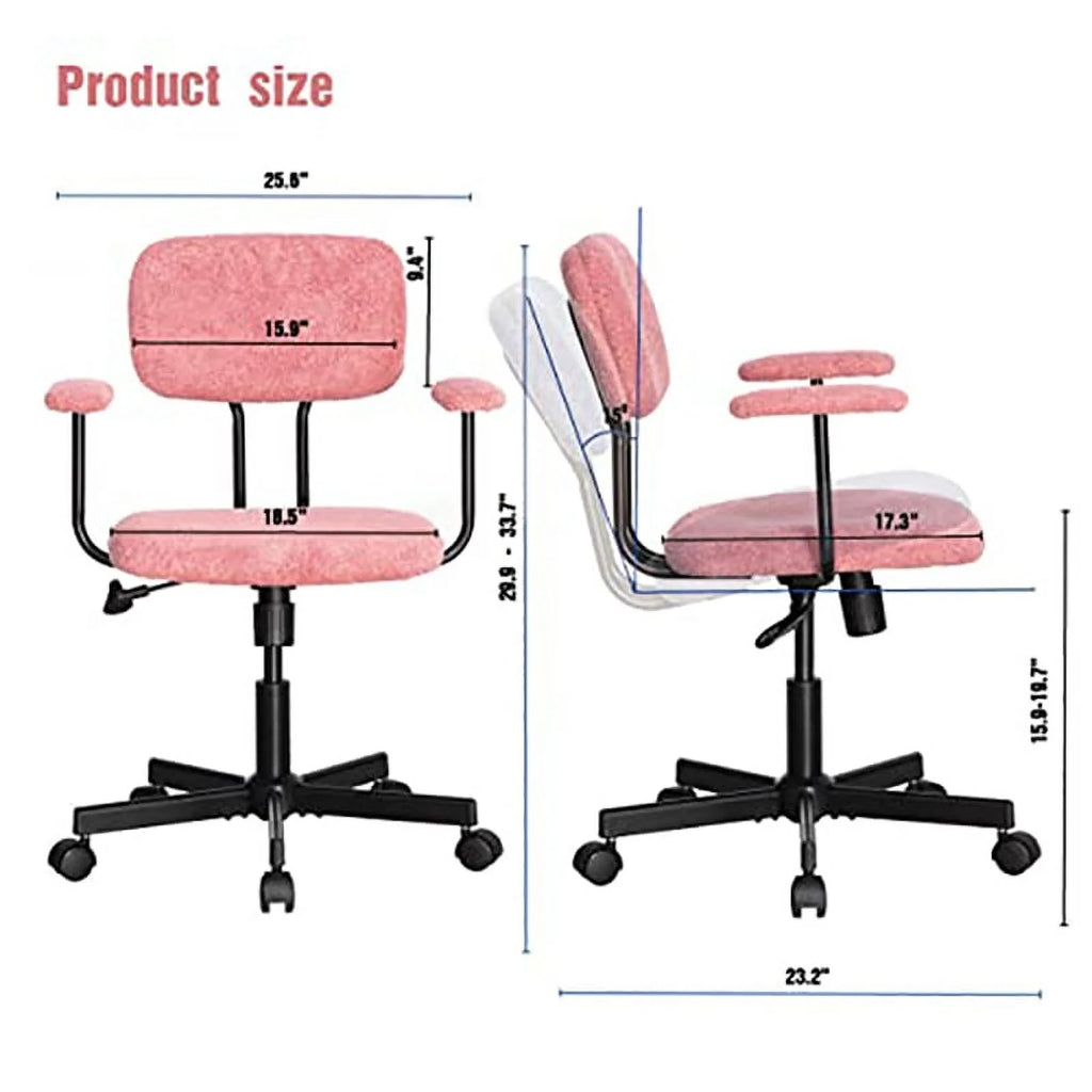 Pink Velvet Fabric Home Office Chair with Armrest L963374