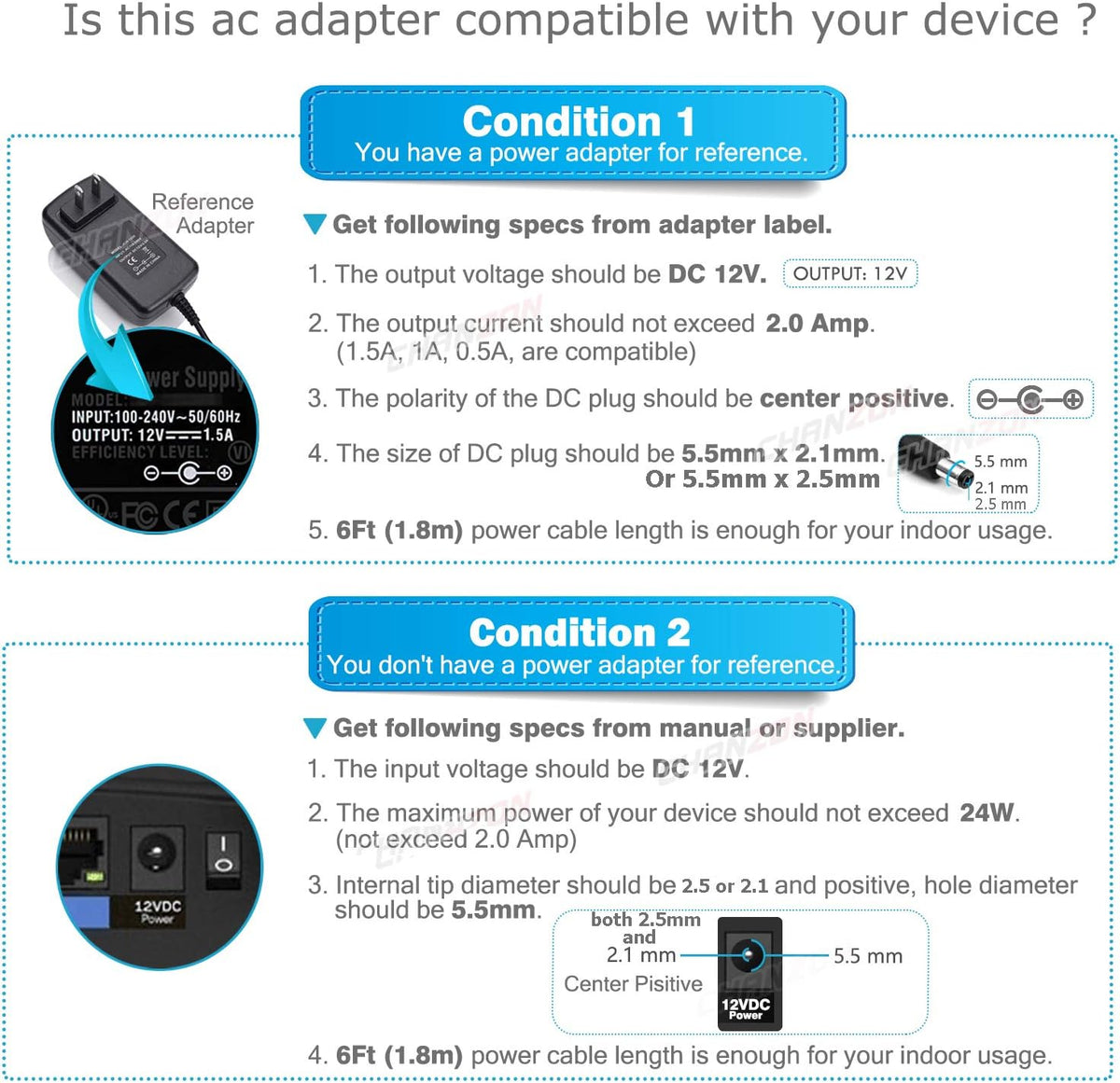 12V 2A 24W AC DC Switching Power Supply Adapter 5-Pack R27343
