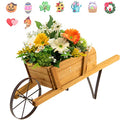 Red Wood Wagon Planter with 9 Magnetic Accessories K10386