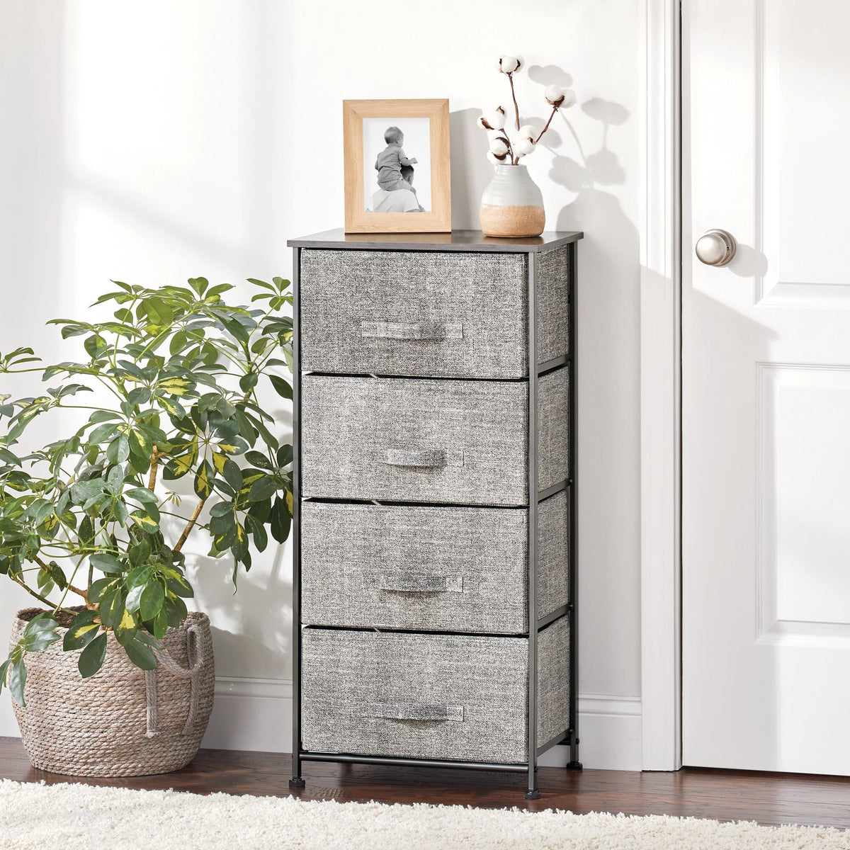 Tall Dresser Storage Tower with 4 Fabric Drawers S44764