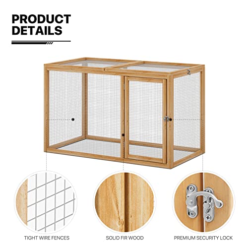 Wood Chicken Cage Rabbit Hutch with Openable Roof and Side Door, 45 x 24 x 28 inch Y58400